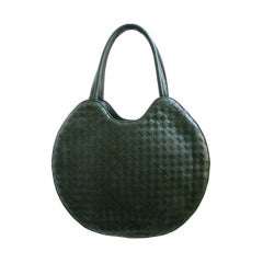 BOTTEGA VENETA forest green 'circular' woven leather bag