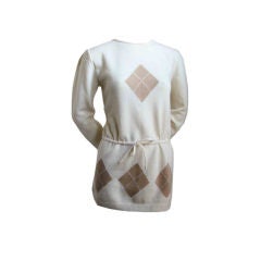 VALENTINO cream 'argyle' sweater tunic