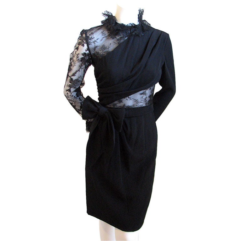 JACQUELINE DE RIBES black asymmetrical lace dress