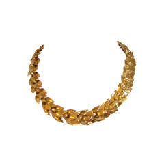 YVES SAINT LAURENT gilt leaf necklace