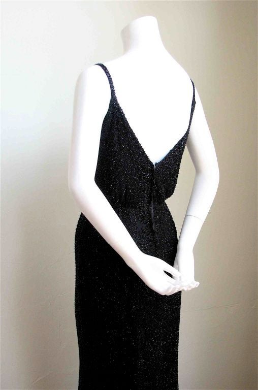 Black CEIL CHAPMAN beaded gown For Sale