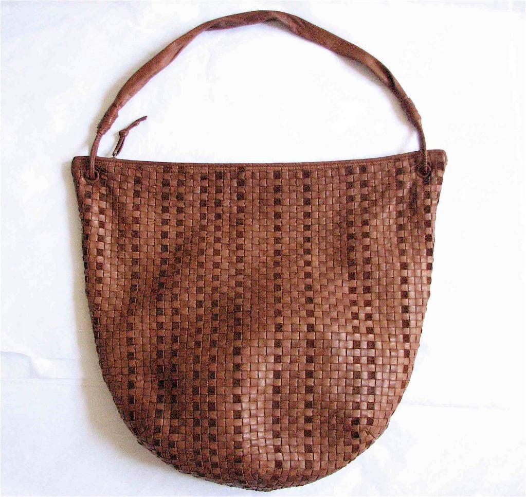 Women's BOTTEGA VENTEA leather and suede brown hobo bag