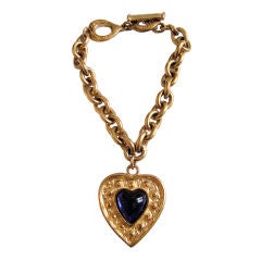YVES SAINT LAURENT cobalt blue poured glass heart bracelet