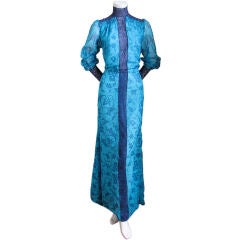 THEA PORTER COUTURE turquoise silk  voile dress