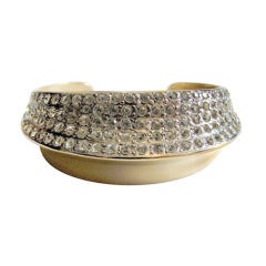 YVES SAINT LAURENT asymmetrical gilt metal cuff with rhinestones 6