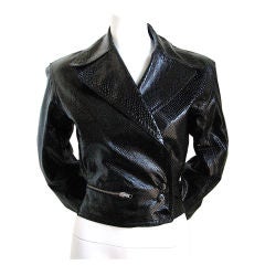AZZEDINE ALAIA black python leather motorcycle jacket
