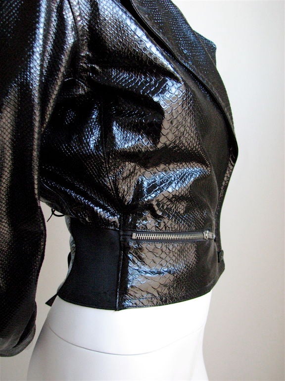 Women's AZZEDINE ALAIA black python leather motorcycle jacket