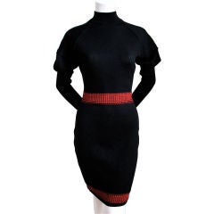 AZZEDINE ALAIA black dress with red border