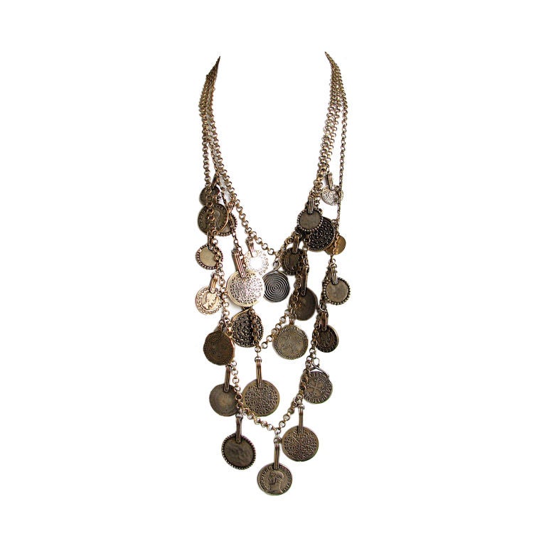YVES SAINT LAURENT layered 'antique coin' necklace