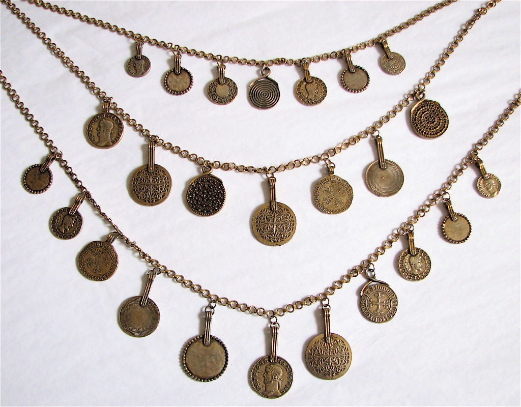 Women's YVES SAINT LAURENT layered 'antique coin' necklace