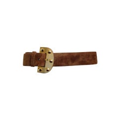 Vintage GIVENCHY suede belt with oversized studded buckle