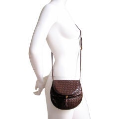 Vintage BOTTEGA VENETA chocolate woven leather mini creel bag