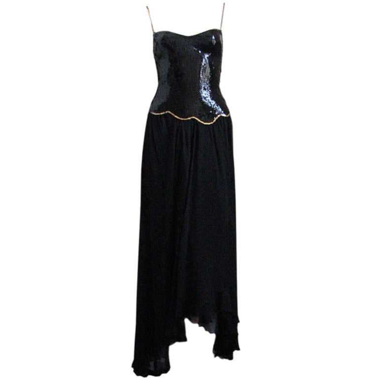 LORIS AZZARO asymmetrical gown with sequin bodice