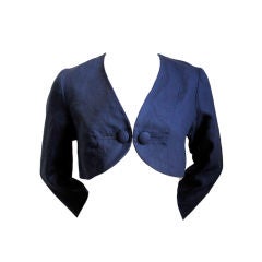 Vintage BALENCIAGA navy linen cropped jacket