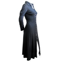 OSSIE CLARK Quorum black wool seamed dress
