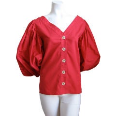 Vintage YVES SAINT LAURENT peasant blouse with mother of pearl buttons