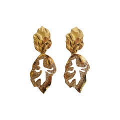 YVES SAINT LAURENT abstract floral earrings with rhinestones