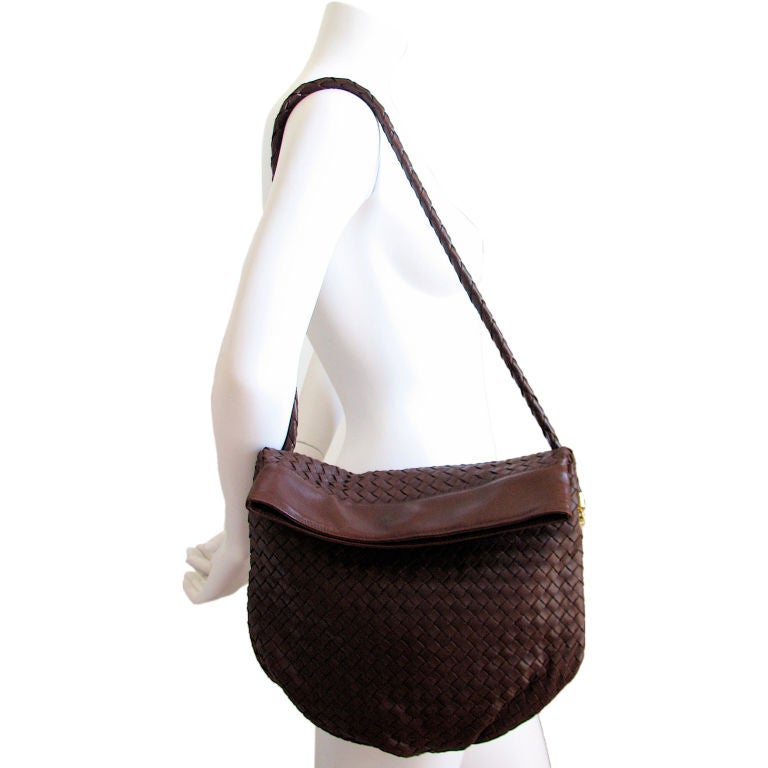 BOTTEGA VENETA brown woven hobo bag