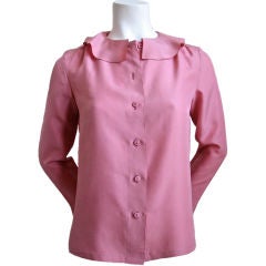 CHANEL rose silk blouse with ruffled neckline - SALE!