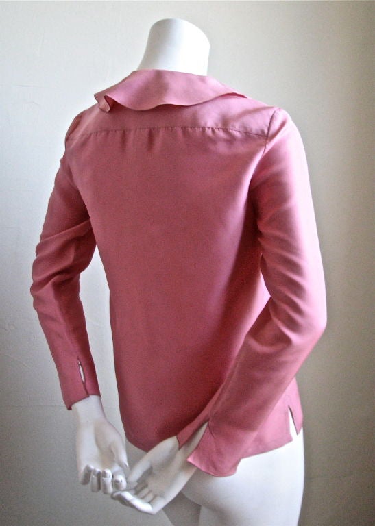 CHANEL rose silk blouse with ruffled neckline - SALE!