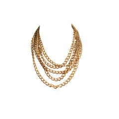 Vintage YVES SAINT LAURENT extra long gilt chain necklace