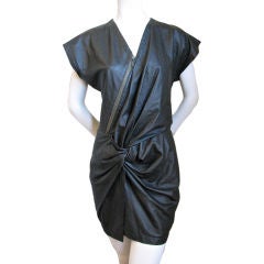Vintage very early ISSEY MIYAKE sheepskin draped & zippered mini dress