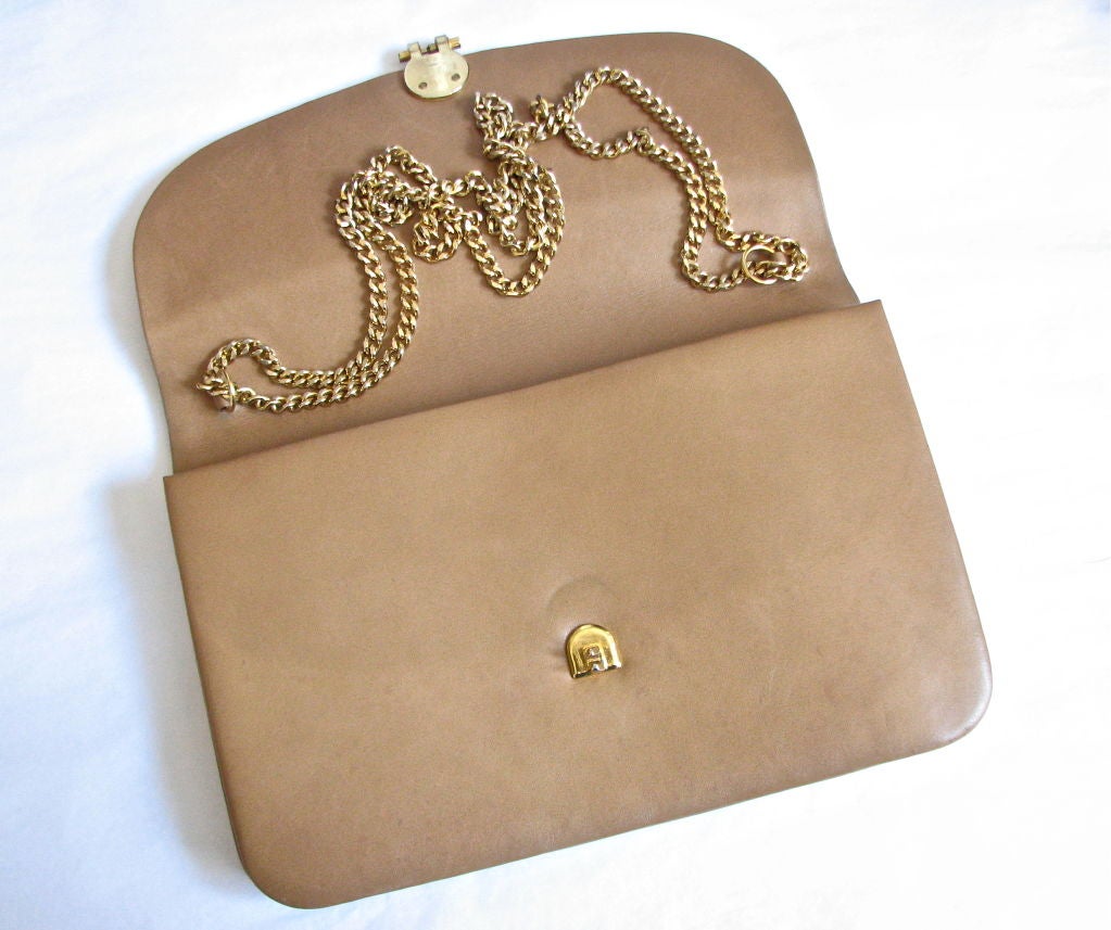 Women's CHRISTIAN DIOR tan leather clutch