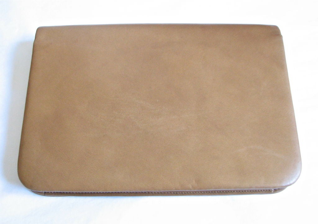 CHRISTIAN DIOR tan leather clutch 1