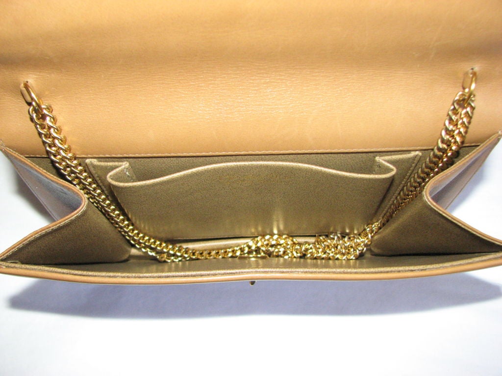 CHRISTIAN DIOR tan leather clutch 2