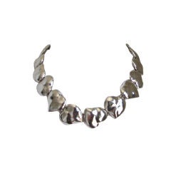 YVES SAINT LAURENT silver heart link necklace