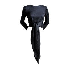 VALENTINO black silk top with long ties