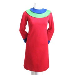 Vintage YVES SAINT LAURENT mod red wool dress