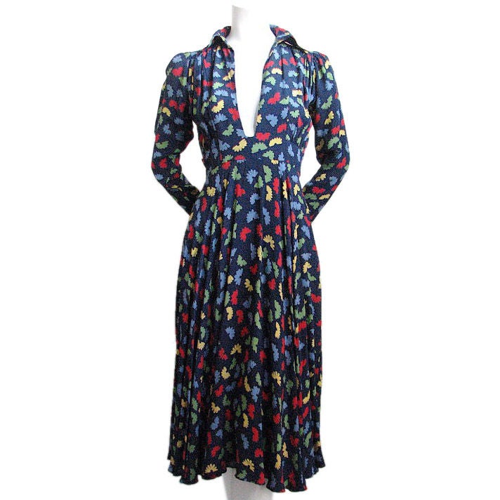 OSSIE CLARK Quorum dress with plunging neckline For Sale at 1stDibs