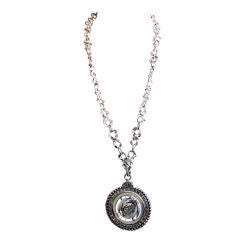 Used YVES SAINT Laurent silver astronomical armillary necklace