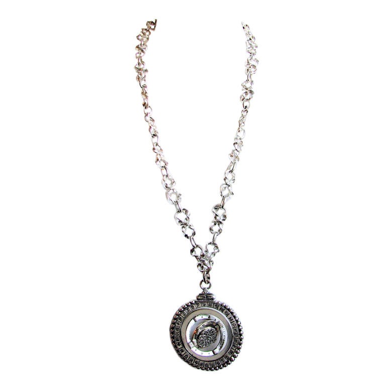 YVES SAINT Laurent silver astronomical armillary necklace at 1stDibs ...