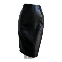 AZZEDINE ALAIA black lambskin pencil skirt