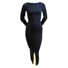 AZZEDINE ALAIA long black seamed dress with zippers