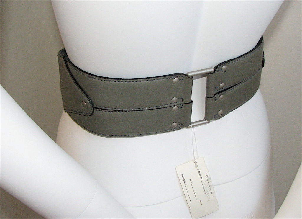 AZZEDINE ALAIA sage green asymmetrical belt