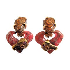 CHRISTIAN LACROIX marbled stone heart earrings