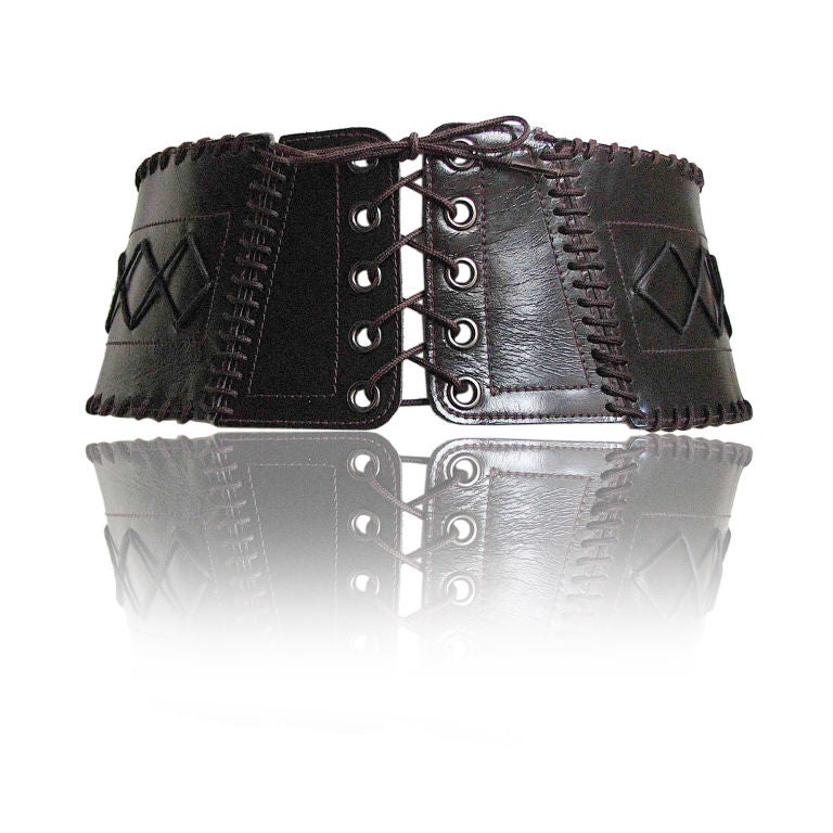 YVES SAINT LAURENT wide leather corset belt