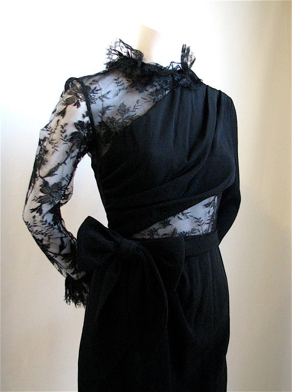 JACQUELINE DE RIBES black asymmetrical lace dress 1