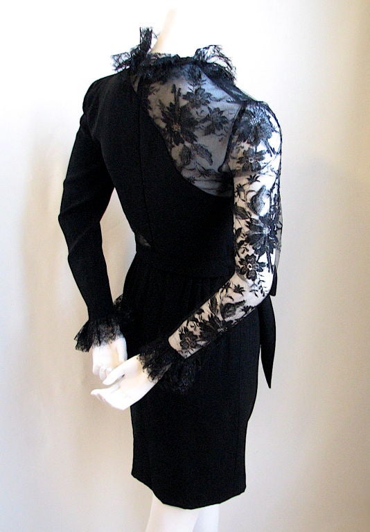 JACQUELINE DE RIBES black asymmetrical lace dress 2