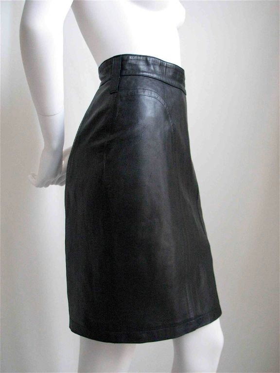 Women's AZZEDINE ALAIA black leather 'seamed' skirt