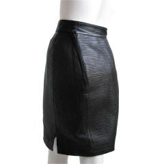 AZZEDINE ALAIA black leather 'seamed' skirt