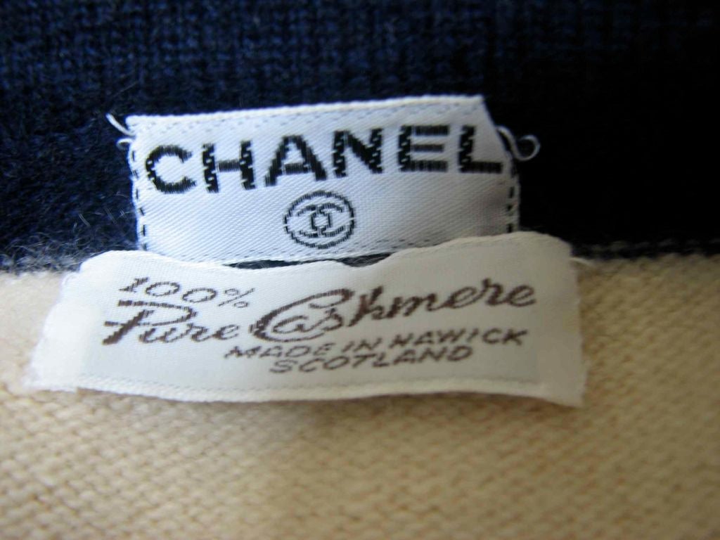 CHANEL nautical navy & cream striped cashmere cardigan 1