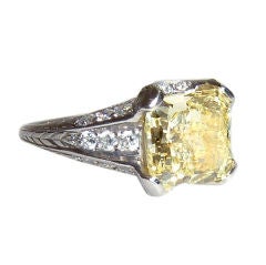 4.23 Ct. Fancy Intense Yellow Diamond Ring