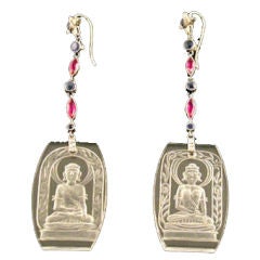 Rock Crystal Buddha Ear Pendants