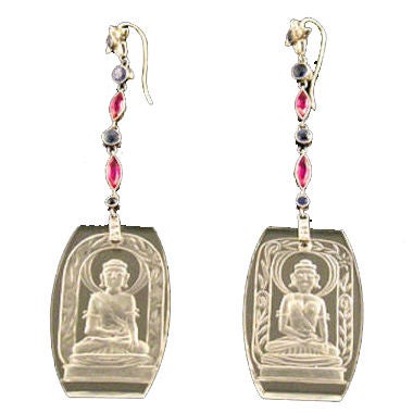 Rock Crystal Buddha Ear Pendants