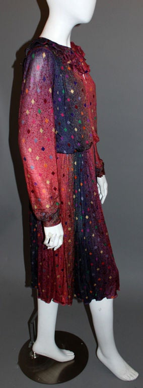 MISSONI Pink Purple Abstract Silk Jersey Dress Medium