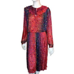Vintage MISSONI Pink Purple Abstract Silk Jersey Dress Medium